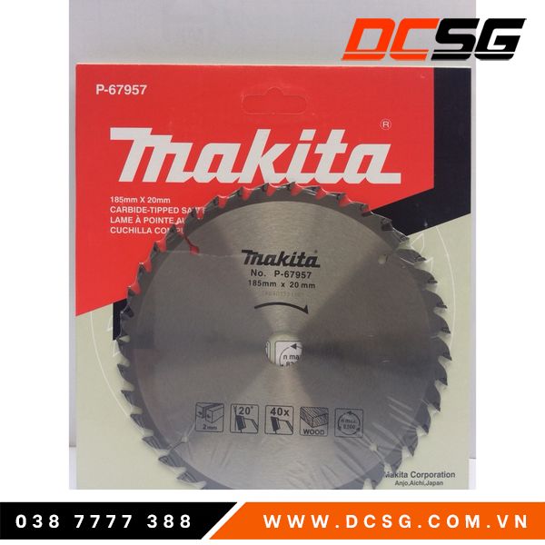 Đĩa cắt gỗ 185mm x 40 răng makita p-67957 | dcsg