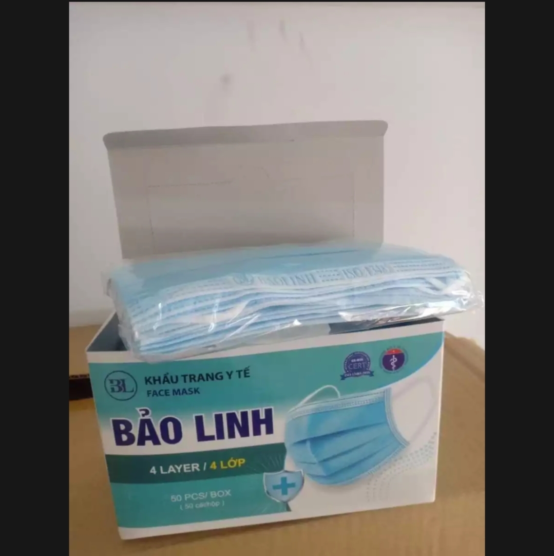 [HCM]Hộp 50 cái khẩu trang y tế 4 lớp BẢO LINH kháng khuẩn đeo mềm mịn  mát