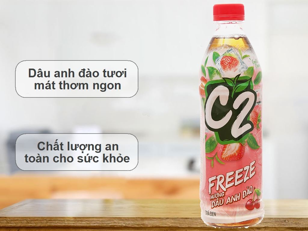 Combo 2 Chai C2 Hồng Trà Đào Chai 455ml
