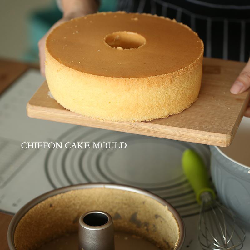 Chef Made 6 Inch 8 Inch Nặng Thép Carbon Không Dính Vàng Ống Khói Bánh Chiffon Bộ Tạo Khuôn Hình Nướng Bộ Tạo Khuôn Hình Khuôn