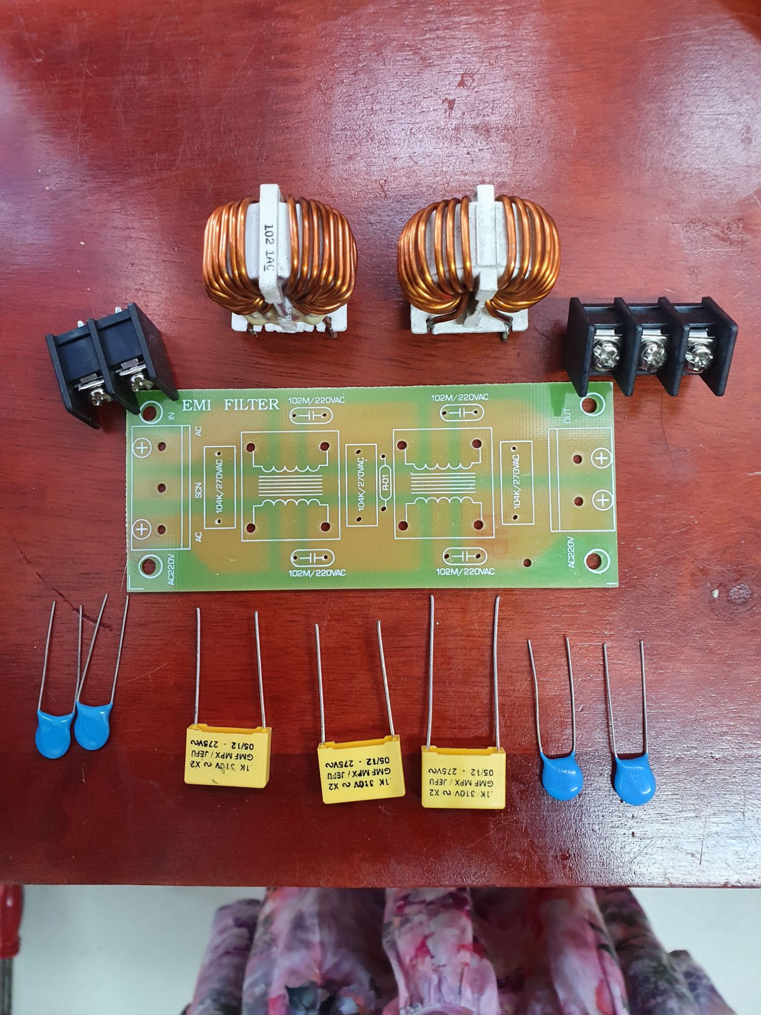 Combo mạch EMI lọc nhiễu nguồn điện AC 220V-10A ( CHƯA HÀN)