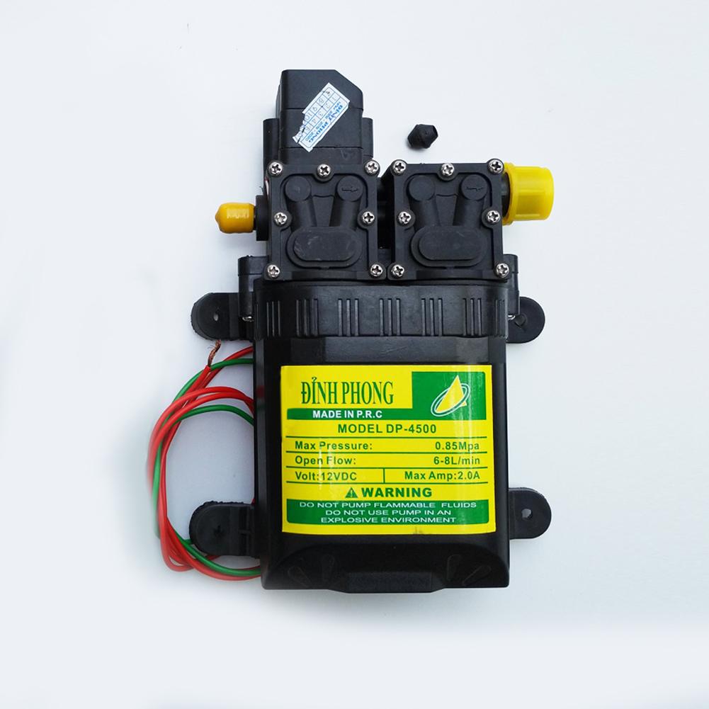 Bơm tăng áp 12v dùng cho phun sương rửa xe máy lạnh vòi xịt sân vườn tặng kèm 2m ống hút có rọ lọc và đầu ren kết nối ống 10-12mm
