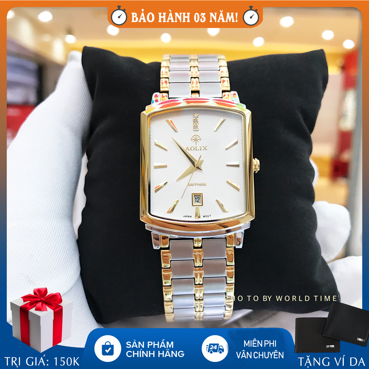 Đồng hồ nam Aolix AL9099g mskt Full hộp, thẻ bảo hành hãng, kính sapphire chống xước chống nước