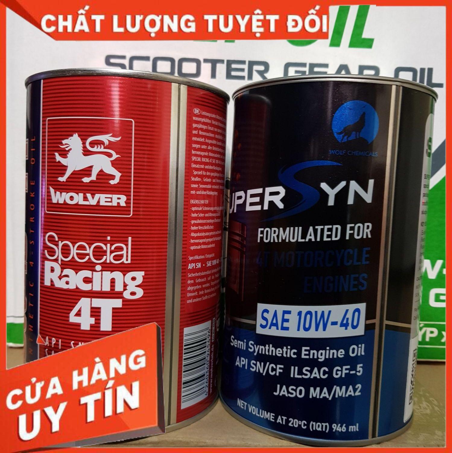 [Có sẵn] Nhớt Wolver Racing 4T tổng hợp 10W40 lon 1L/946ml, nhớt xe máy ...