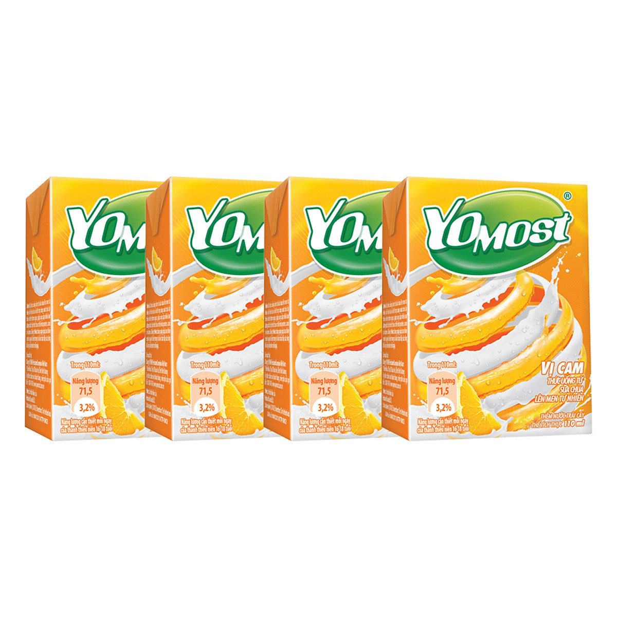 Lốc 4 hộp sữa yomost hương cam 110ml