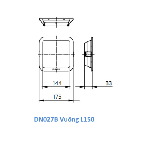 Bộ đèn âm trần Philips vuông DN027B G2 LED (6,9,12) công suất (7W,10W,14W)
