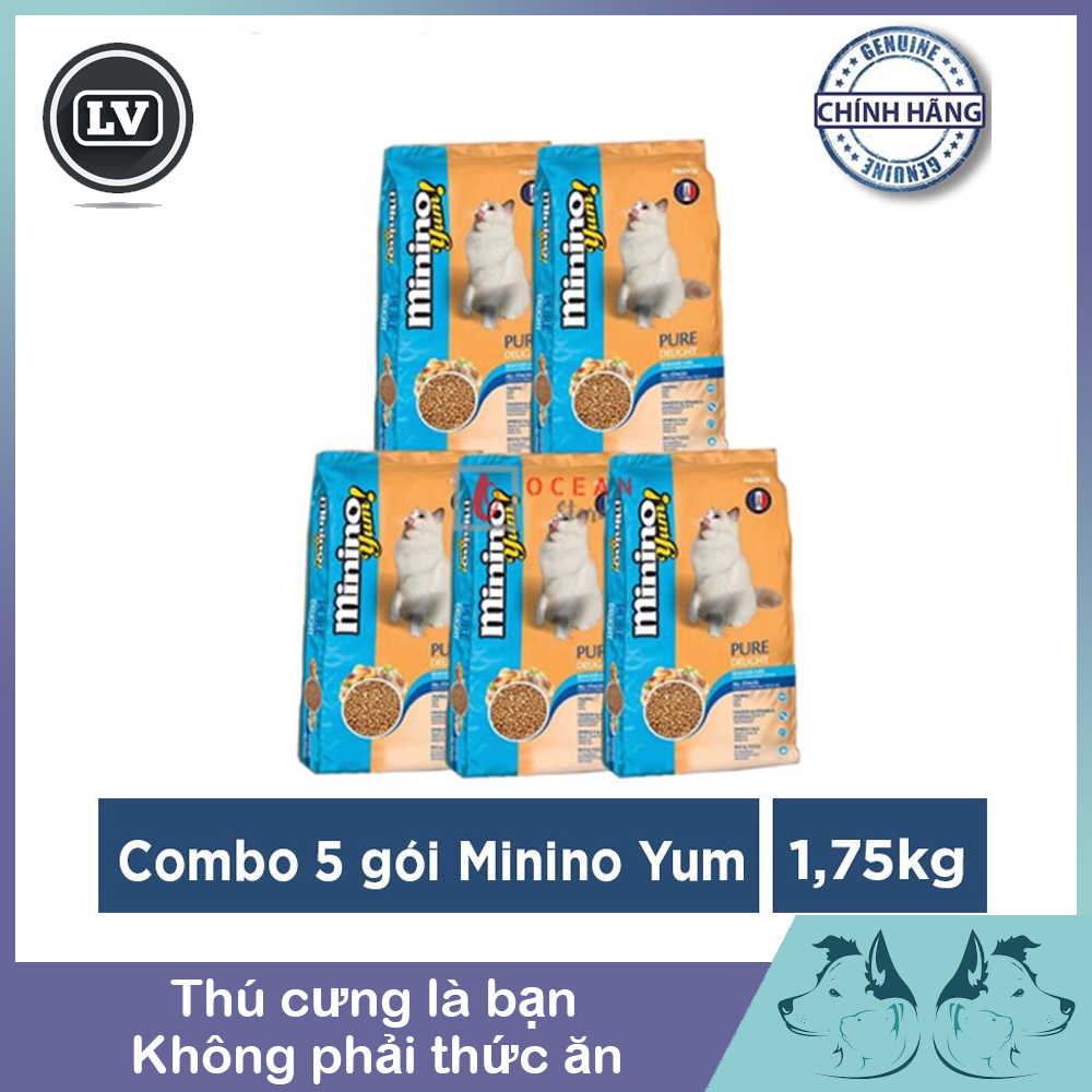 Combo 5 gói Thức ăn cho mèo Minino yum (350g/gói)