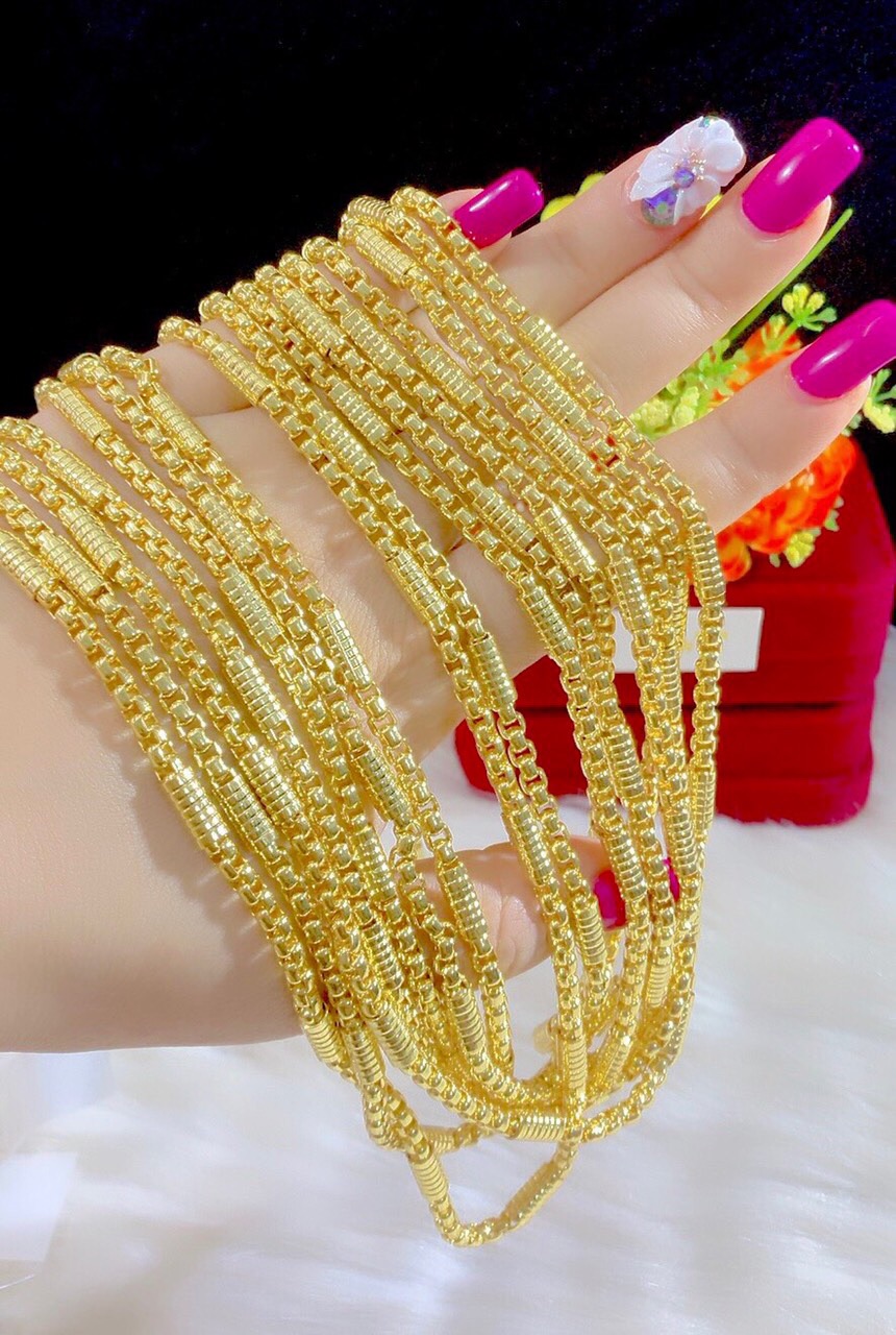 Dây chuyền kiểu ống trúc mạ vàng 18 cực đẹp