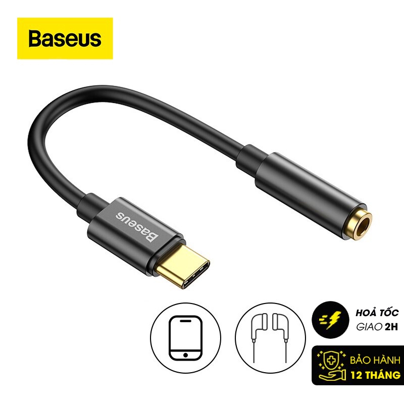 Đầu chuyển Type C sang Audio AUX 3.5mm Baseus L54 (Type-C Male to 3.5mm Female Adapter, built-in DAC, 24-bit/48kHz)