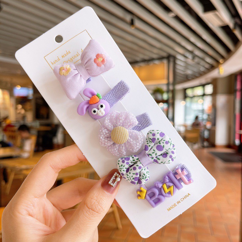 Set 5 Kẹp Tóc Nơ Xinh Xắn Cho Bé Gái