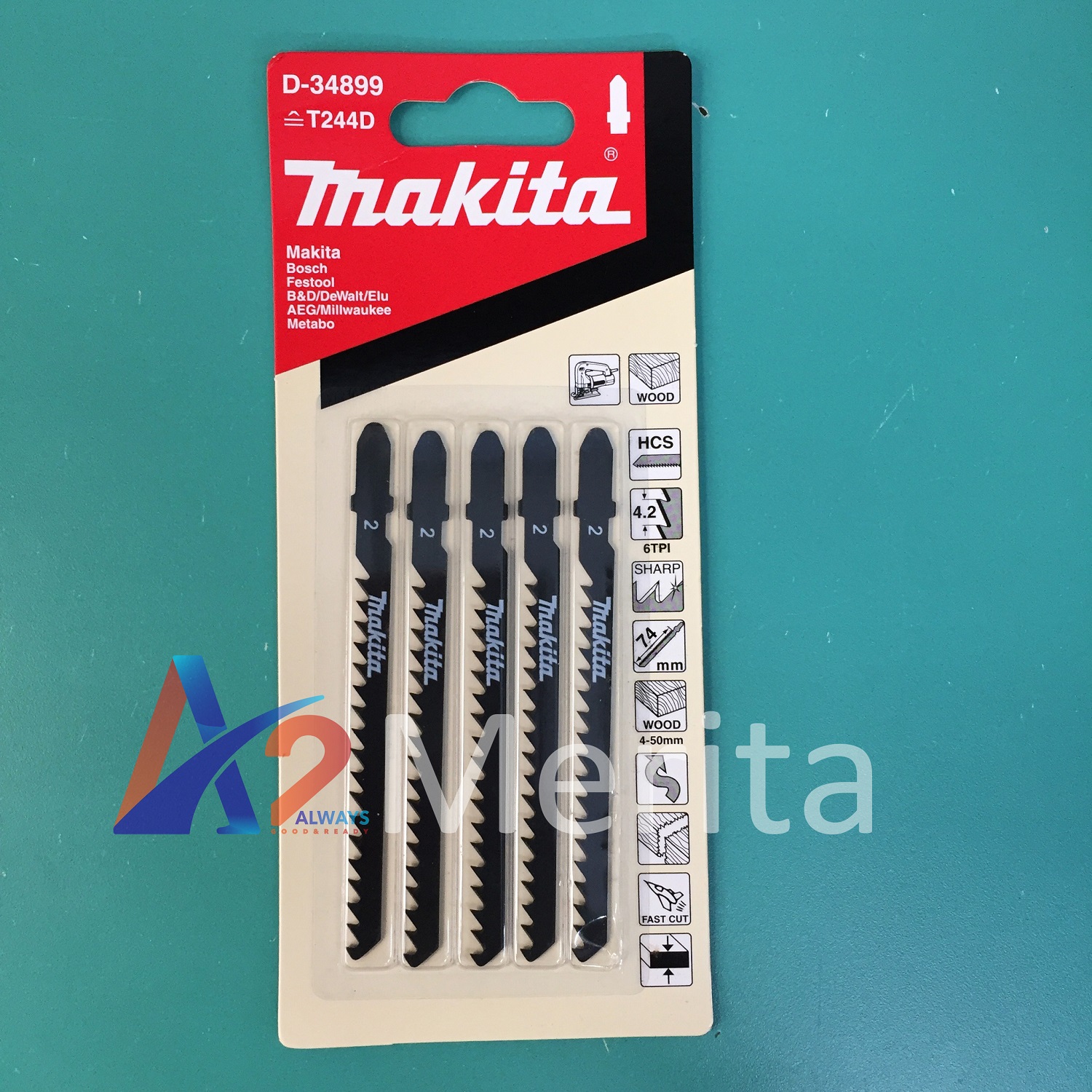 Bộ 5 lưỡi cưa lọng gỗ cắt nhanh t244d makita d-34899