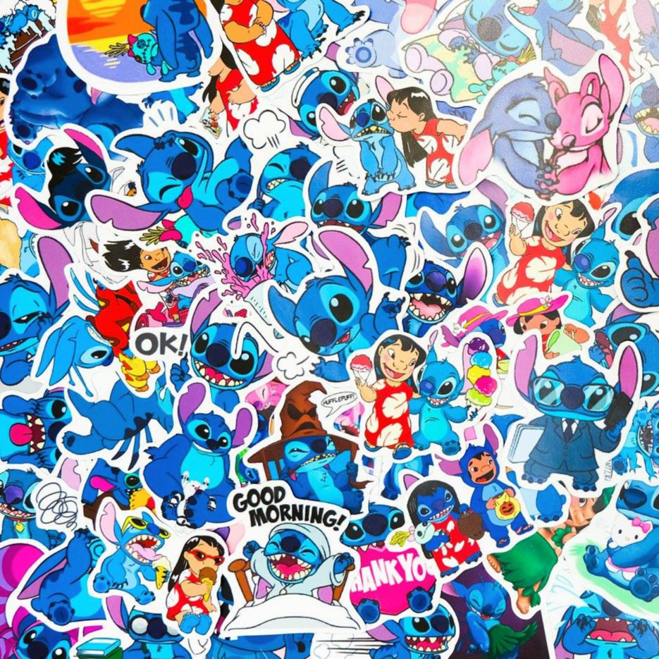 [HCM]Bộ hình dán Lilo and Stitch sticker chống nước cao cấp không bay màu