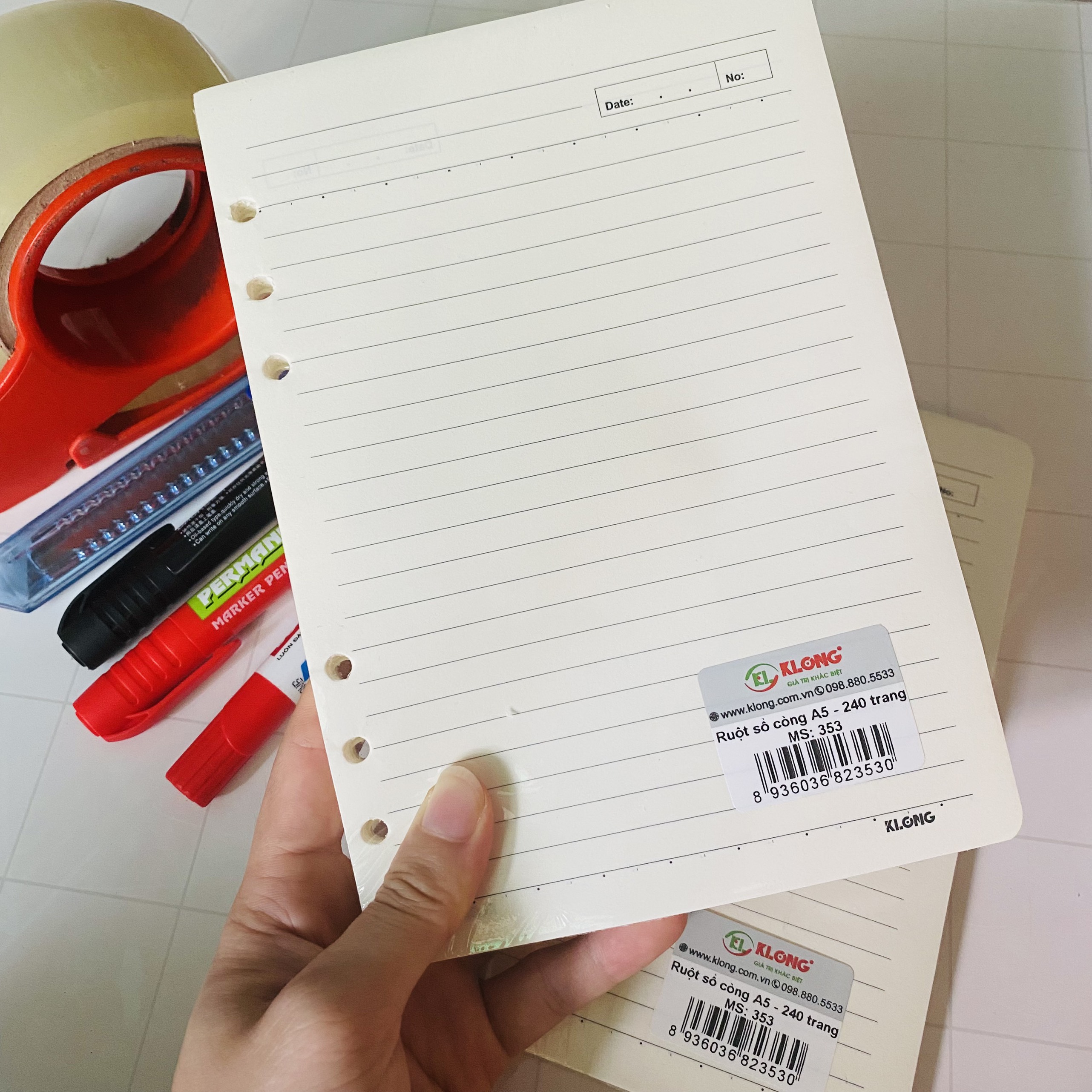KLONG Ruột sổ LINE kẹp còng size A5 - 120 tờ (MS:353)