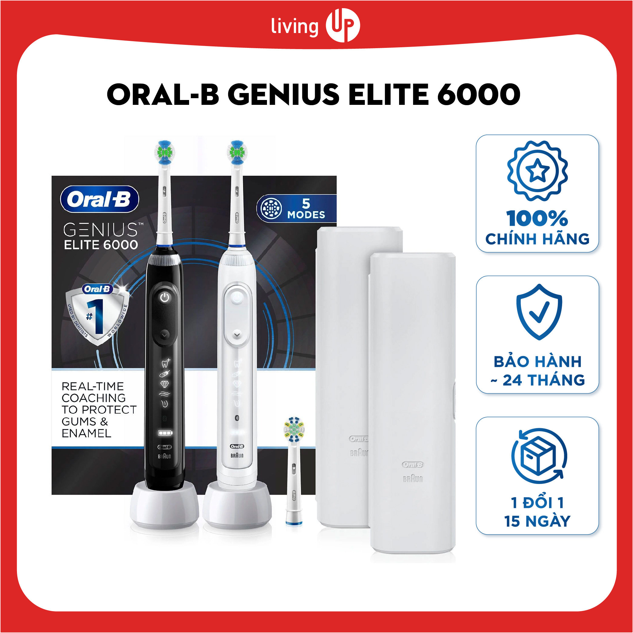 Set đôi bàn chải điện Oral-B Genius Elite 6000 (Có tách set)