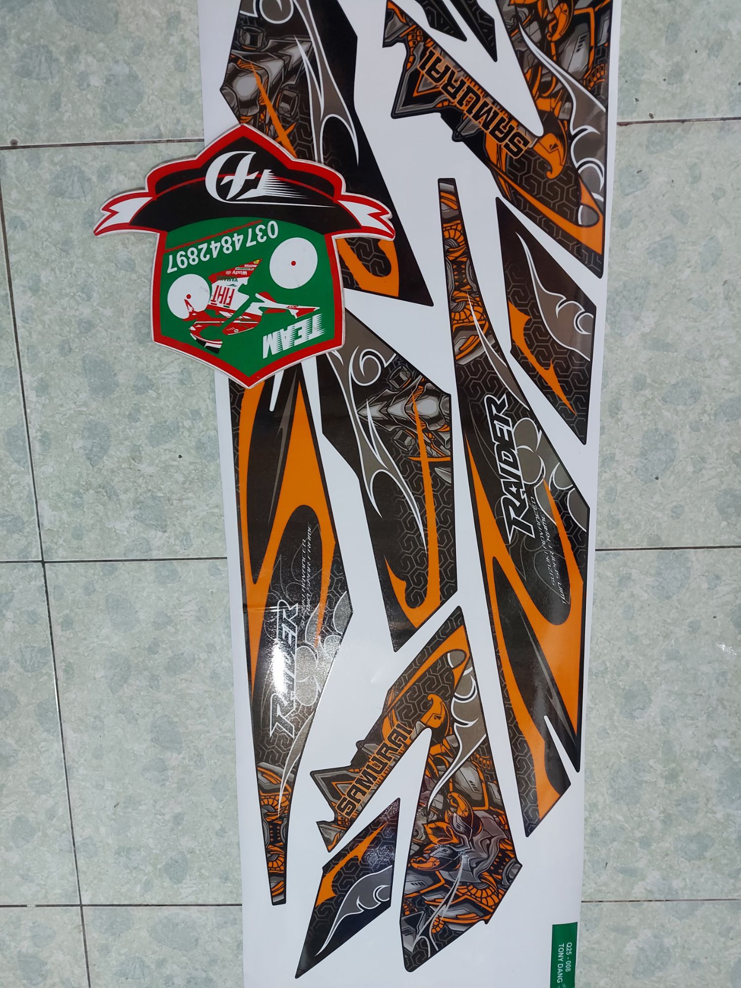[HCM]Tem xe raider - satria .mẫu tem rời cam đen đẹp