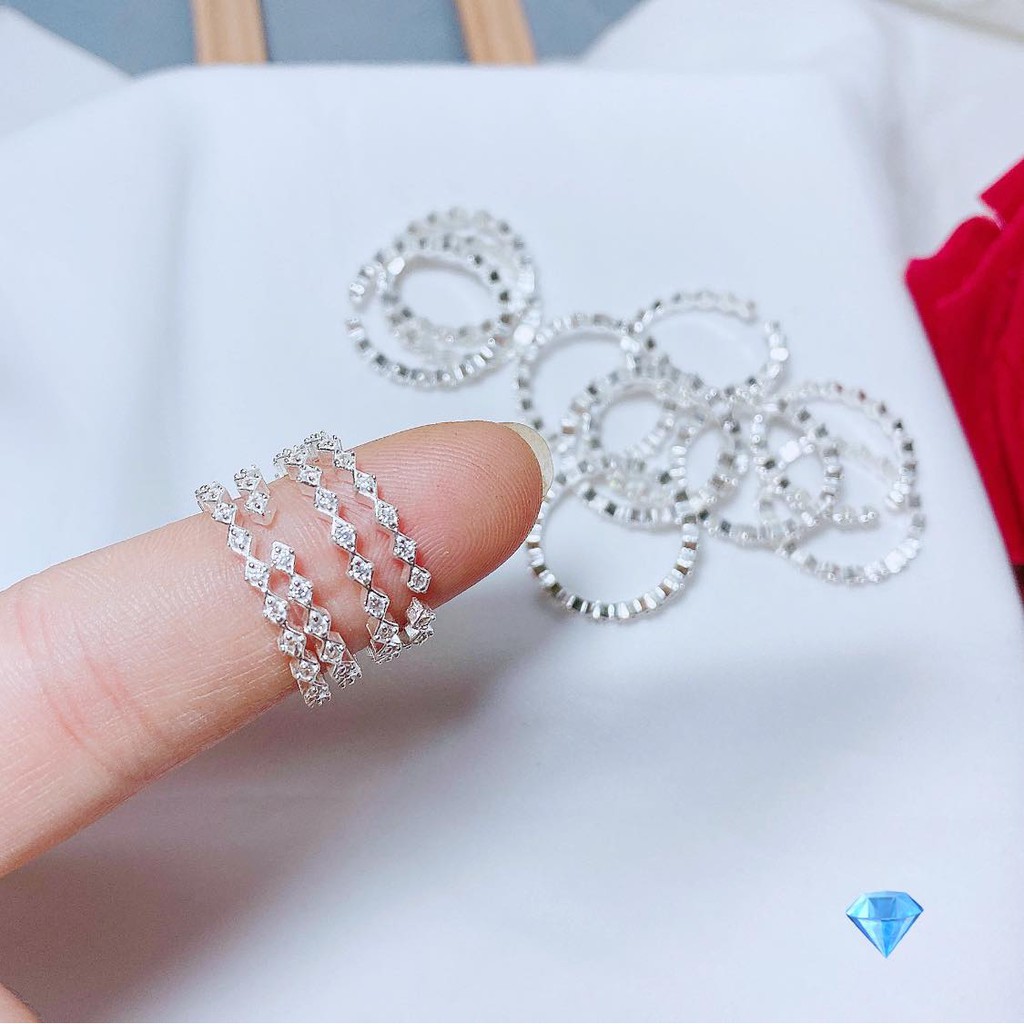 nhẫn zích zắc bạc ta hở free size cho nữ