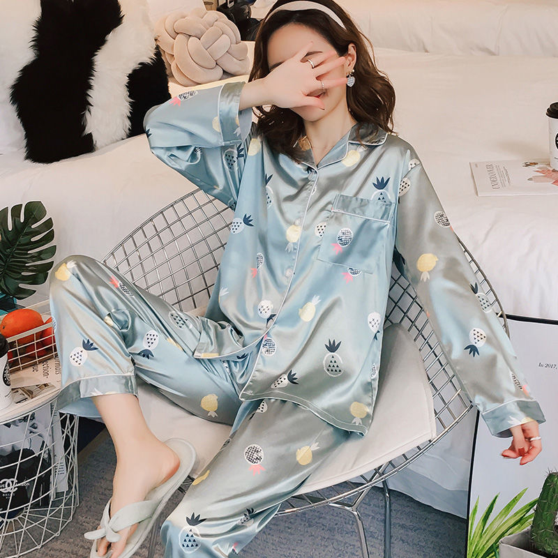 Set đồ ngủ lụa dài tay phong cách hàn quốc quyến rũ dành cho nữ size m-5xl