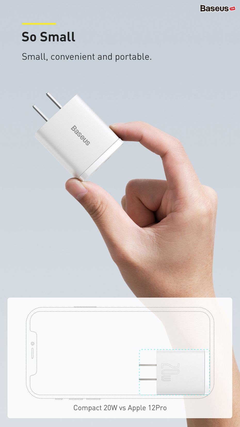 Củ sạc nhanh Baseus Compact Quick Charger PD 20W ( USB + Type C Dual Port, QC 3.0 Multi Quick Charge Support ) chân cắm US