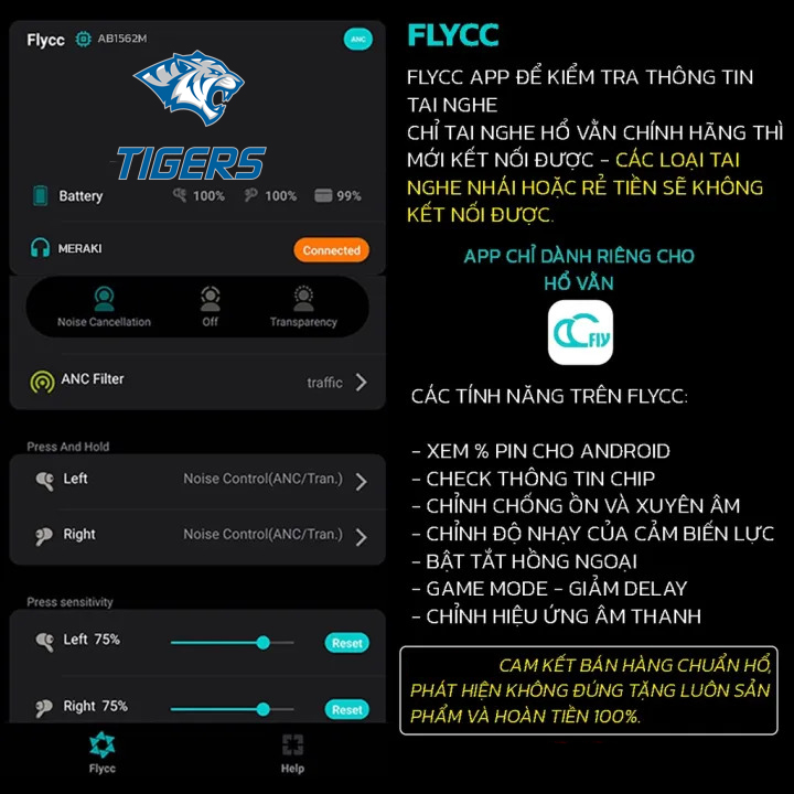 Tai nghe không dây, tai nghe Bluetooth hổ vằn AP2, tai nghe nhét tai công nghệ chống ồn, định vị thiết bị, pin trâu, kết nối tự động