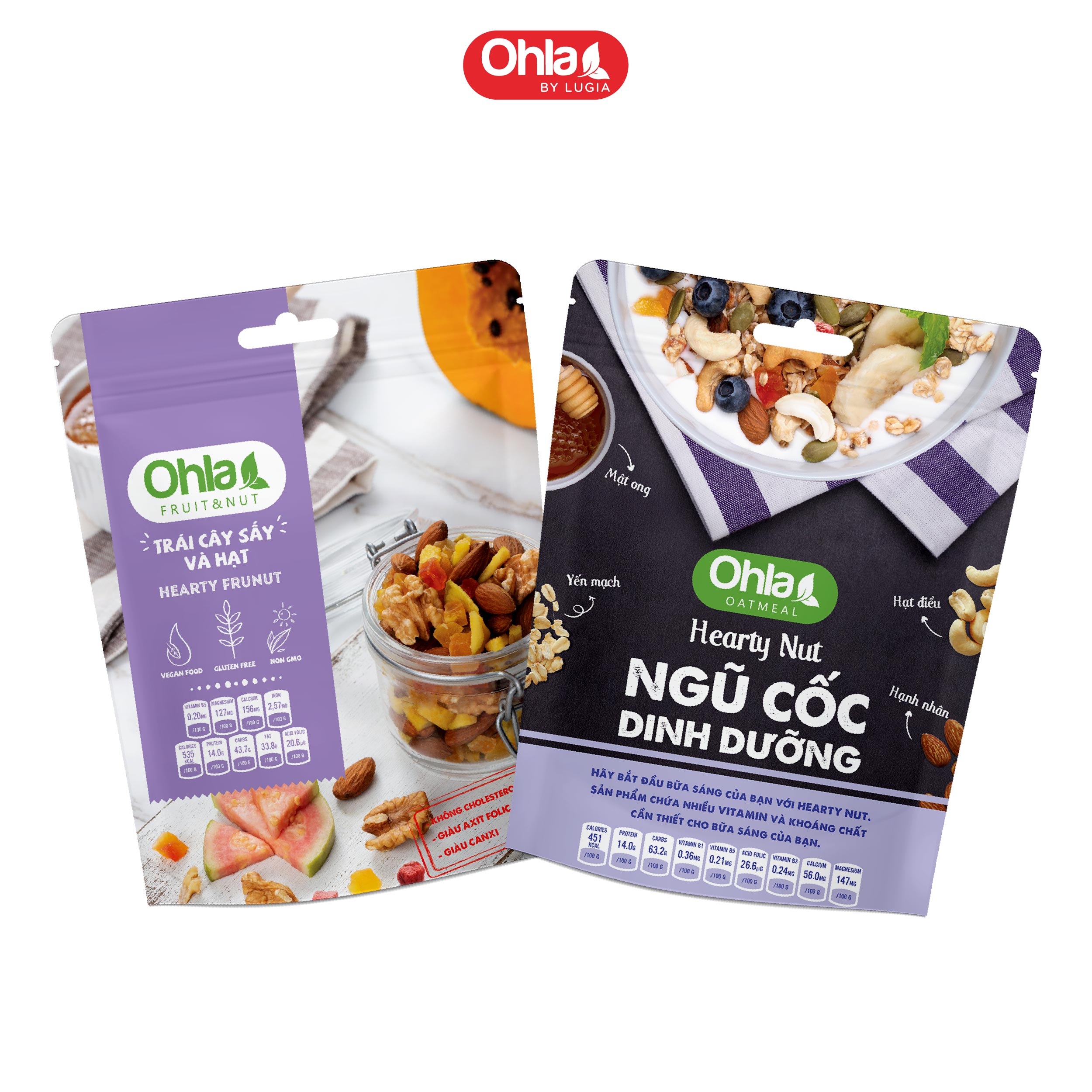 COMBO Bộ đôi năng lượng Hearty ( 1 NCDD Hearty 180gr và 1 Trái Cây Sấy Mix Hạt Hearty 100gr)