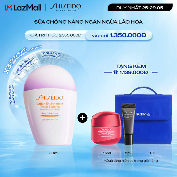 Sữa chống nắng dưỡng da Shiseido Urban Environment Triple Beauty Suncare EmulsionSPF50+ PA++++ 30ml