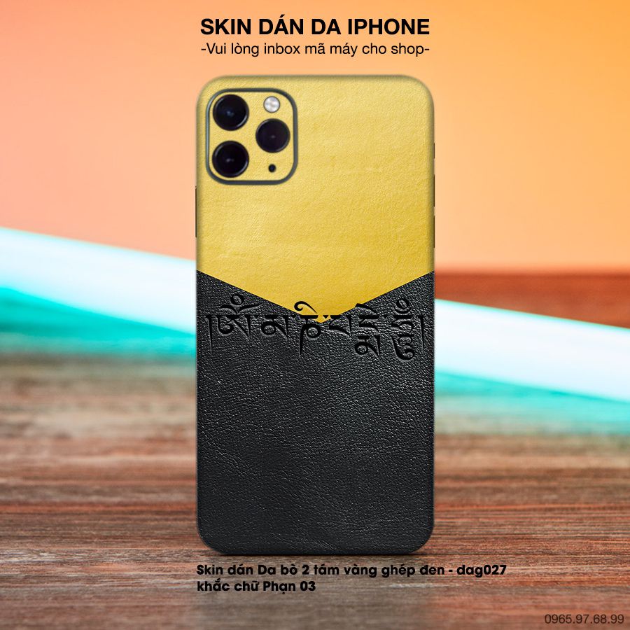 Miếng dán da khắc hình chữ Phạn cho iPhone (inbox mã máy cho shop)