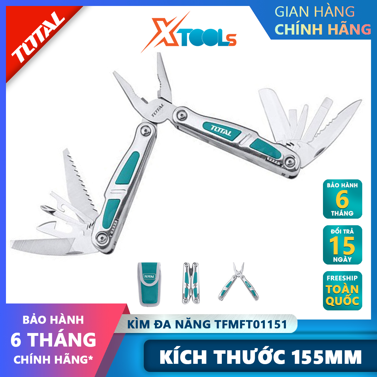 Total tfmft01151 multifunction pliers | 15 overall 155mm cutting tool stainless steel fittings xtools