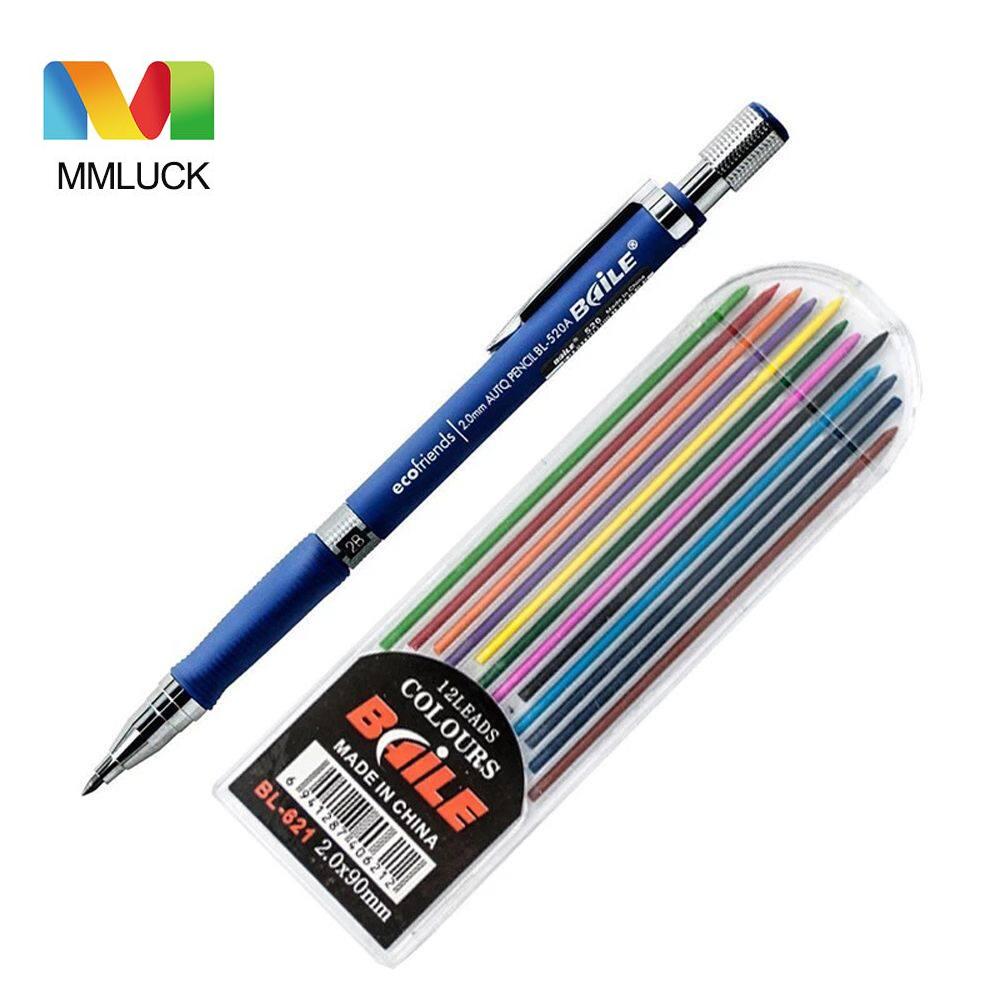 MMLUCK Đơn Giản Cho Văn Phòng Học Lớp Vẽ 2B Bút Chì Tự Động Ruột Bút Chì Đồ Dùng Bút Chì Văn Phòng Phẩm Cơ Học