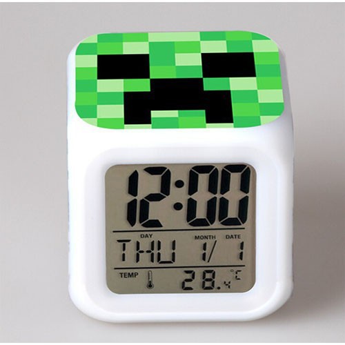 Đồng Hồ Minecraft Báo Thức Creeper tặng kèm pin