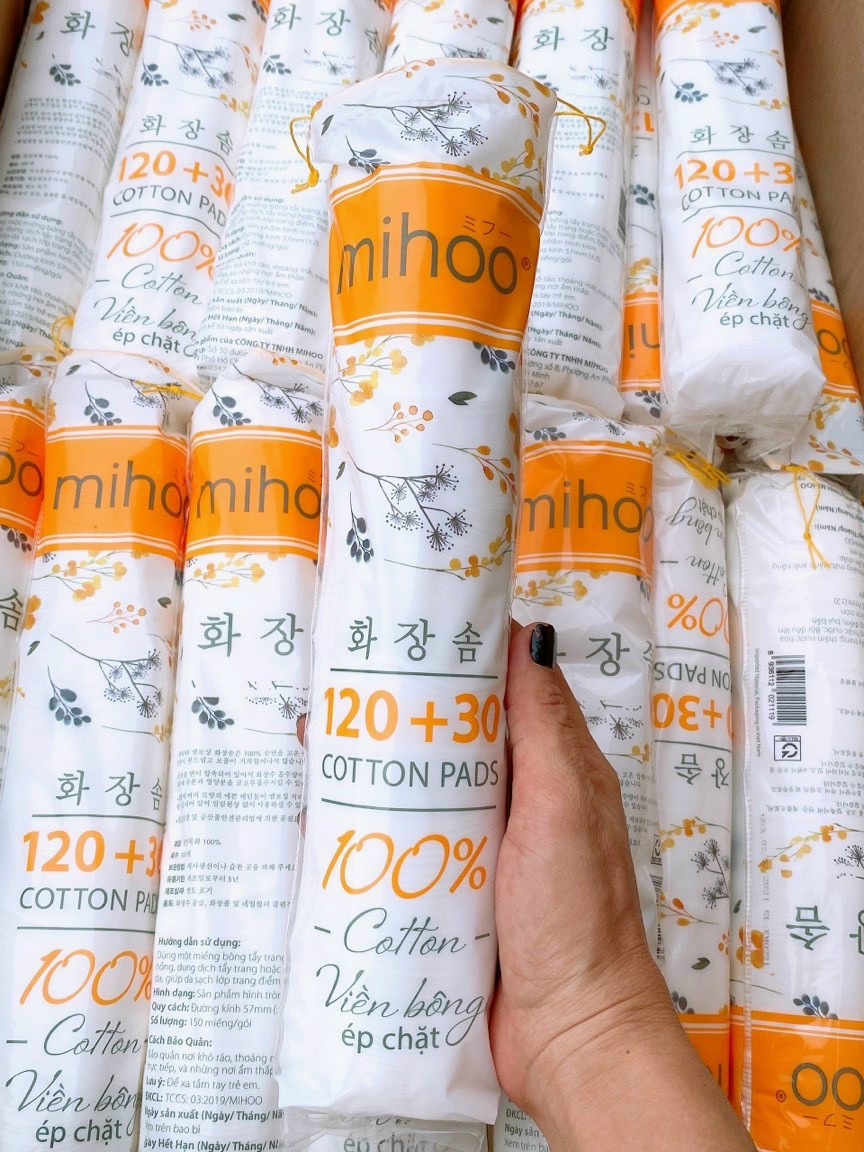 BÔNG TẨY TRANG MIHOO 150 MIẾNG