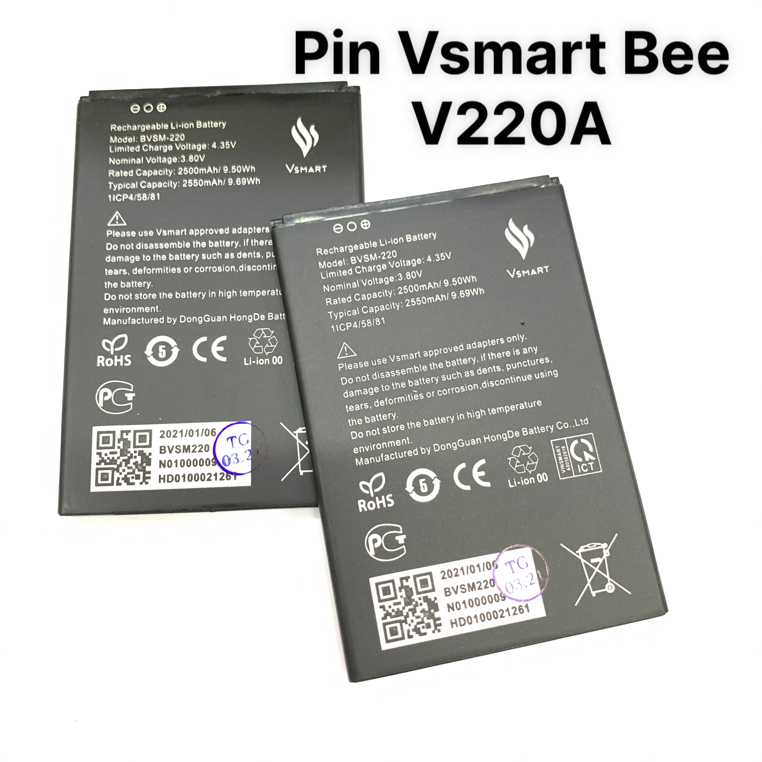 Pin VSMART BEE Model BVSM-220 ( v220A ) zin hãng - BẢO HÀNH 3 THÁNG ( Lỗi 1 đổi 1 )