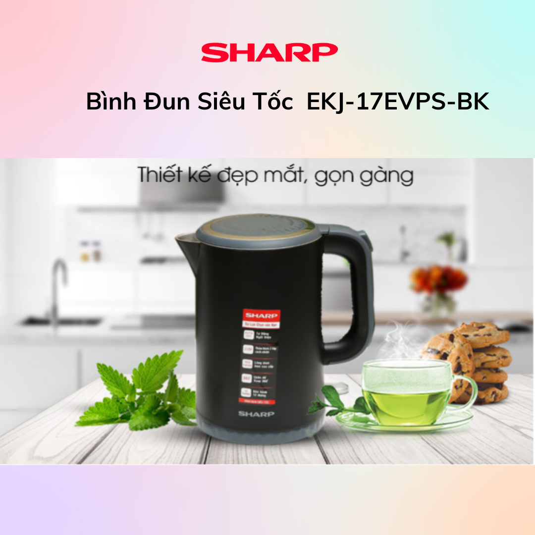 Bình Đun Siêu Tốc SHARP EKJ-17EVPS-BK- Hàng Chính Hãng