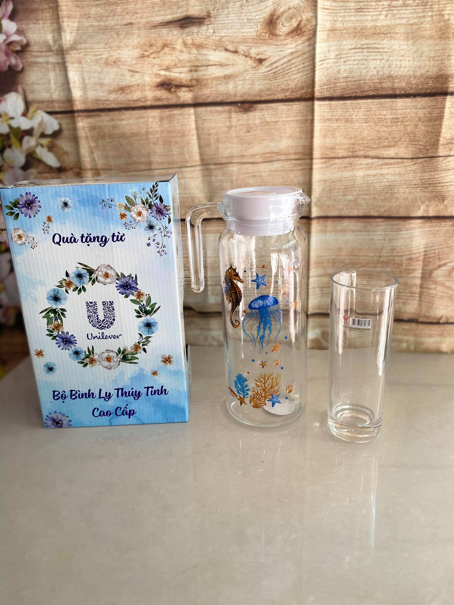[HCM]Bộ bình ly thuỷ tinh quà Unilever