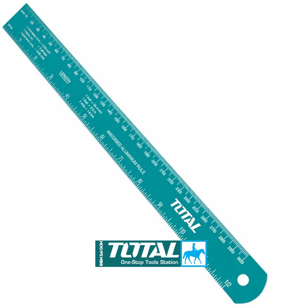 Thước Lá Nhôm Dài 30cm Hệ CM và INCH Ruler TOTAL TMT633002
