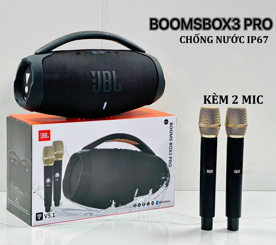 Loa Karaoke Bluetooth JBL Boombox 3 Pro ( Kèm 2 Micro Không Dây )  Công Nghệ Jbl Original Pro Sound 