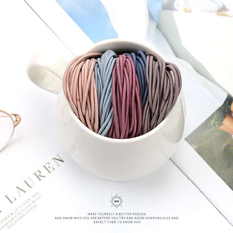 Set 100 Dây Buộc Tóc Thun Trơn Basic Nhiều Màu Siêu Tiện Lợi