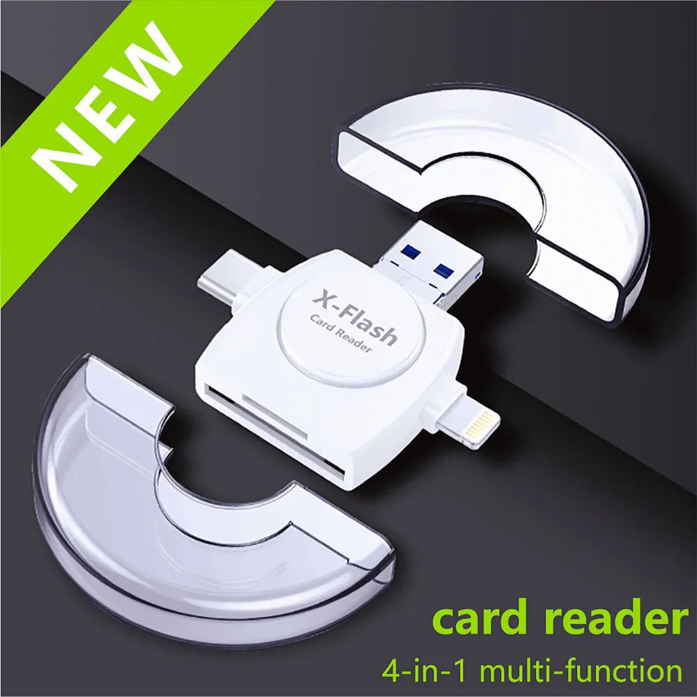 Lightning Card Reader SD TF USB C to MicroUSB Multi Card readers 4in1 Type-C Flash Drive For  7 8 11 12 13 X XR MAX