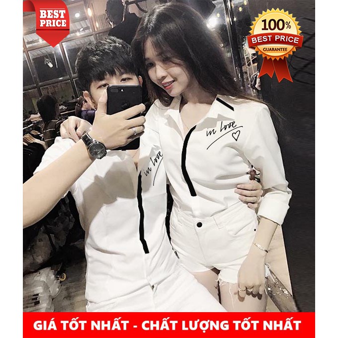 [HCM][SIÊU PHẨM] Áo Sơ Mi Cặp Đôi In Love Cao Cấp | Áo Đôi Nam Nữ Đẹp (Ảnh thật)