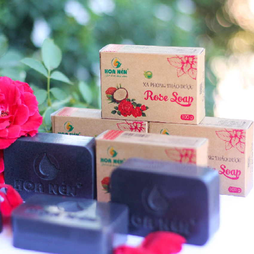 Xà phòng thảo dược Rose Soap Hoa Nén 100g