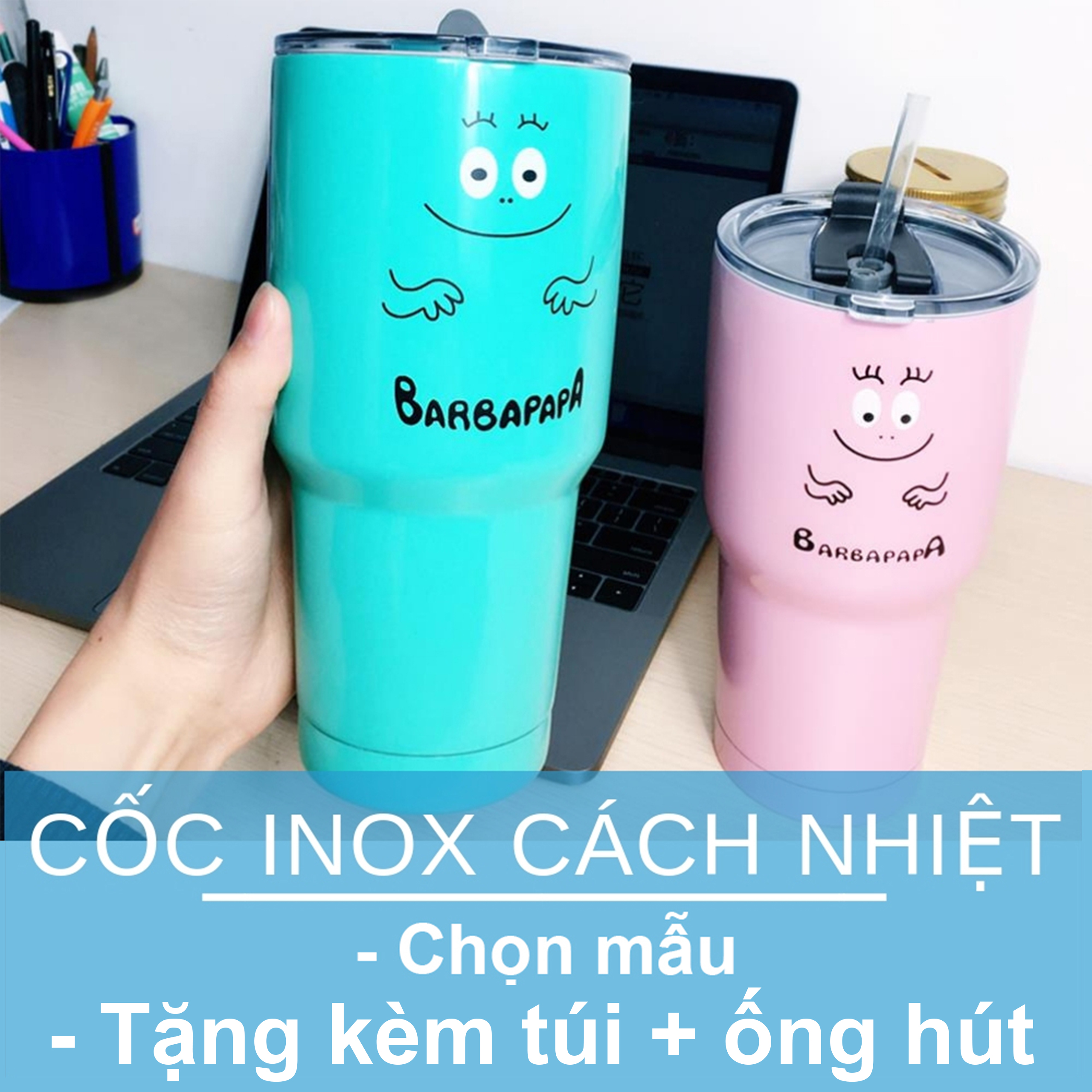 Ly Bình giữ nhiệt Thái Lan 900ml Inox 3 lớp cách nhiệt Kèm Ống hút Kraygshop Cốc uống nước ly coc binh giu nhiet lygiunhiet cocgiunhiet