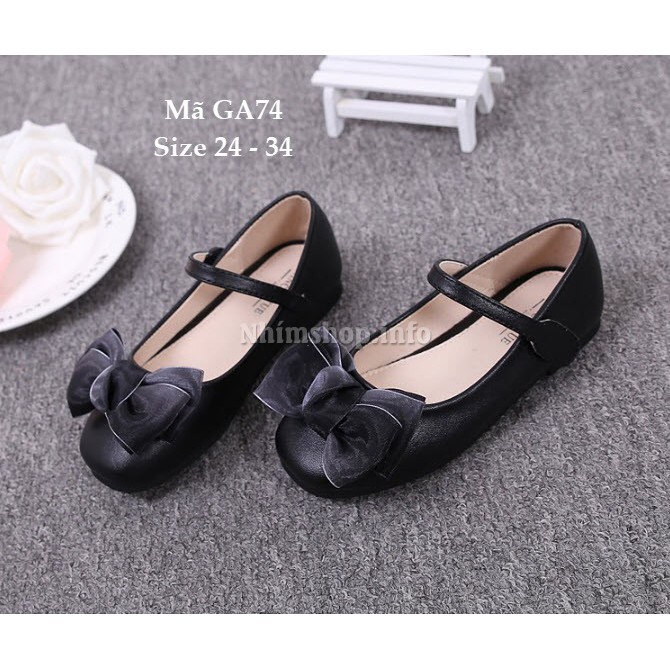 Giày Búp Bê Màu Đen Cho Bé Gái Đính Nơ Kiểu Hàn GA74