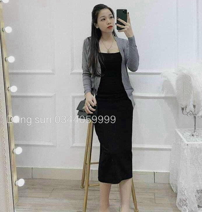 Đầm body nữ Shyntores - váy body 2 dây len tăm dáng dài vải đẹp freeship
