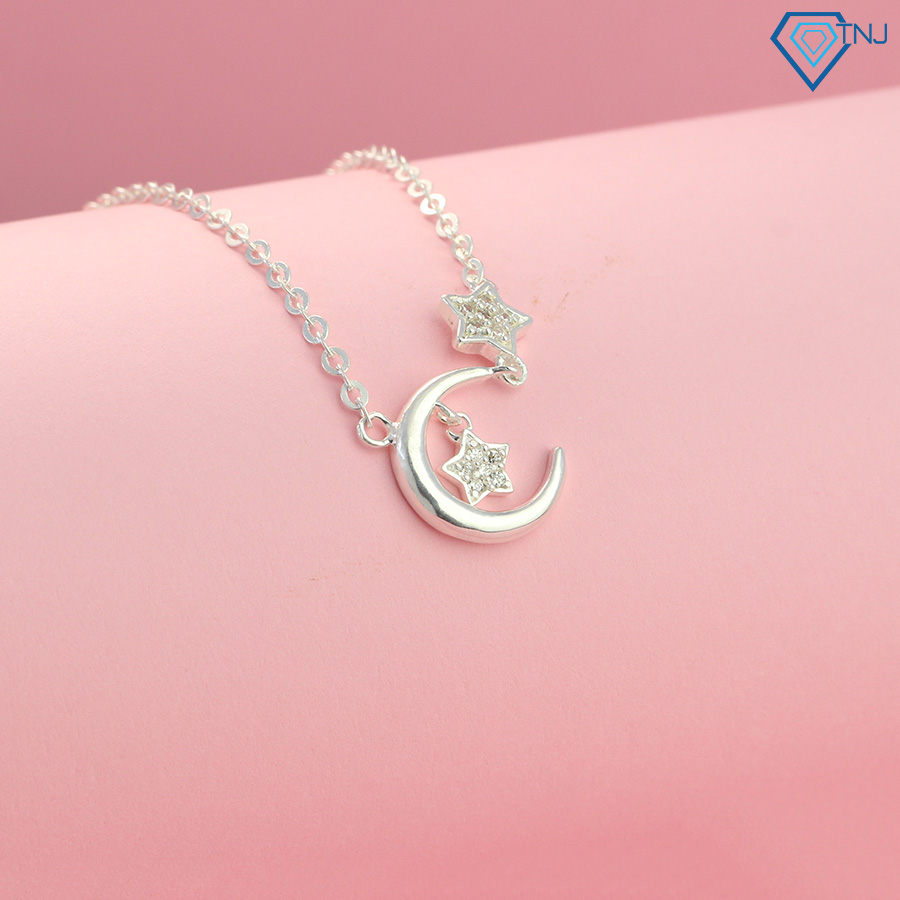 Dây chuyền nữ bạc thật mặt trăng sao đính đá DCN0248 - Trang Sức TNJ