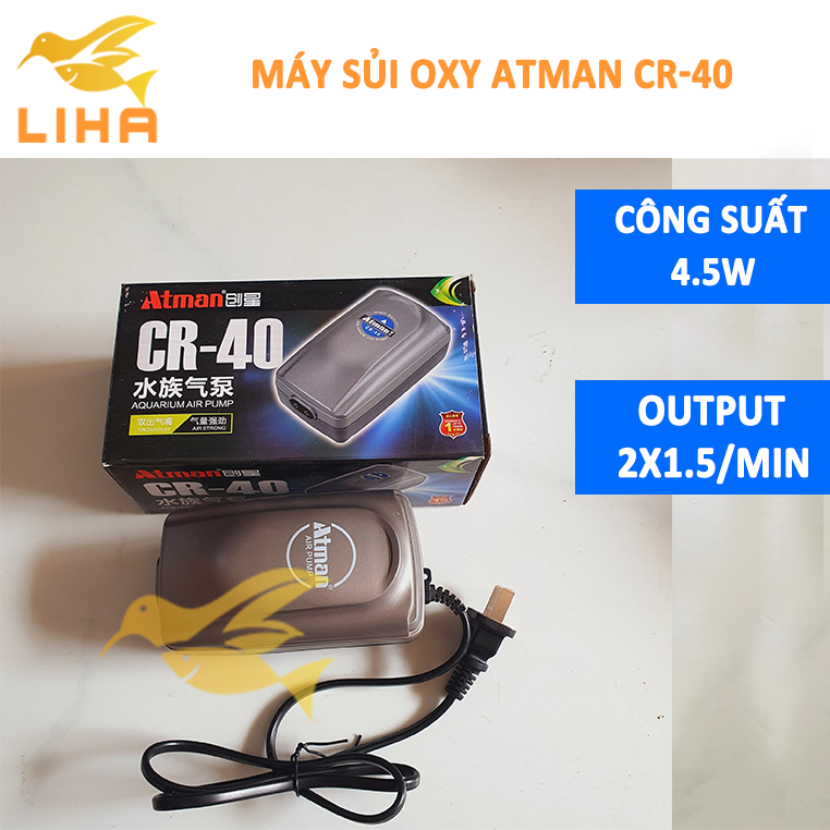 Máy sủi oxy atman cr40 - máy oxi siêu êm cho bể cá cảnh