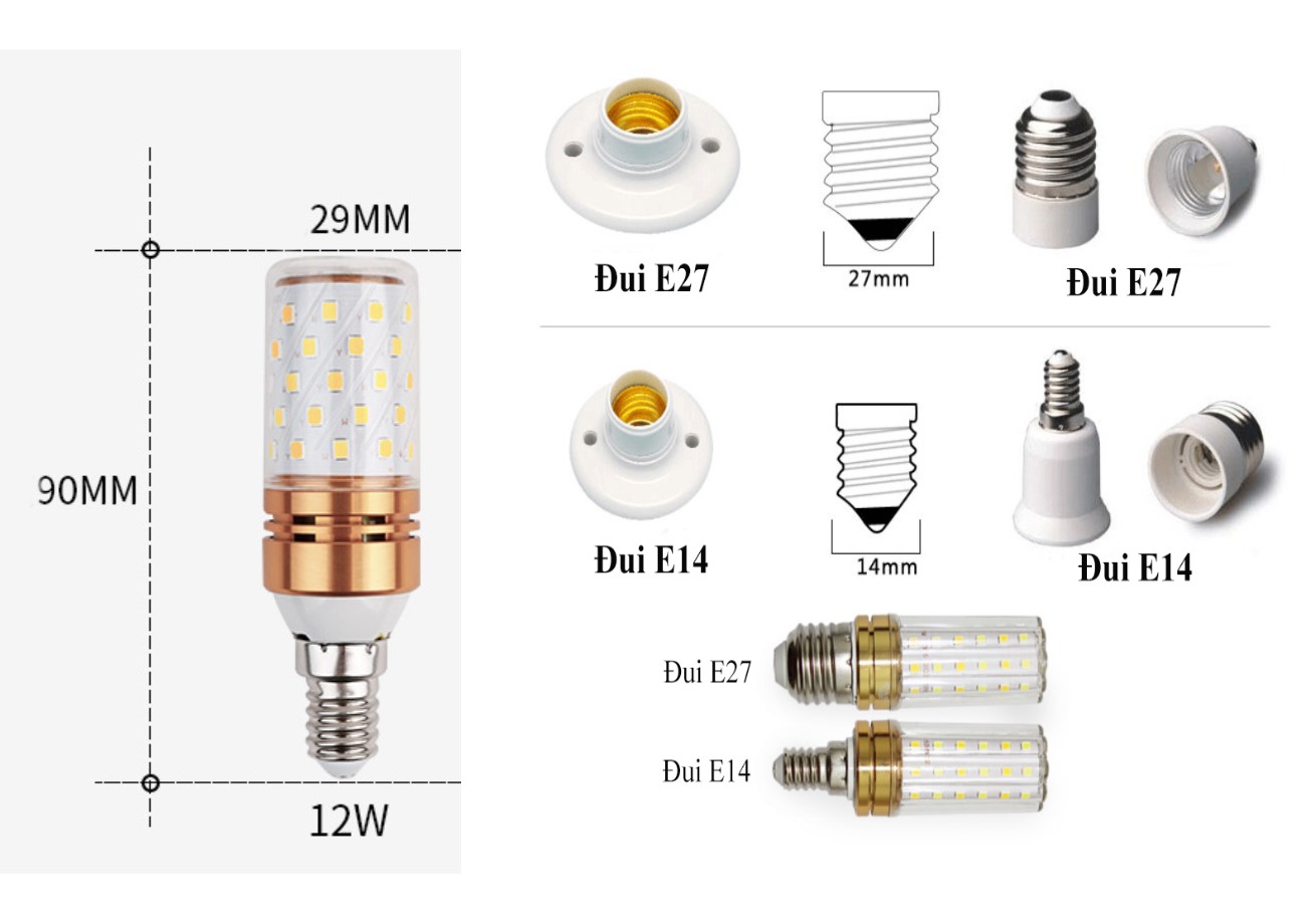 Bóng Led Bắp Ngô 3 Chế Độ Ánh Sáng