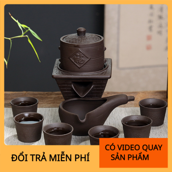 Bộ ấm trà hình cối xay màu nâu