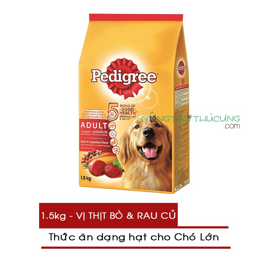 Thức ăn hạt cho Chó lớn Pedigree gói 1.5kg - Vị Thịt Bò & Rau Củ - [Nông Trại Thú Cưng]