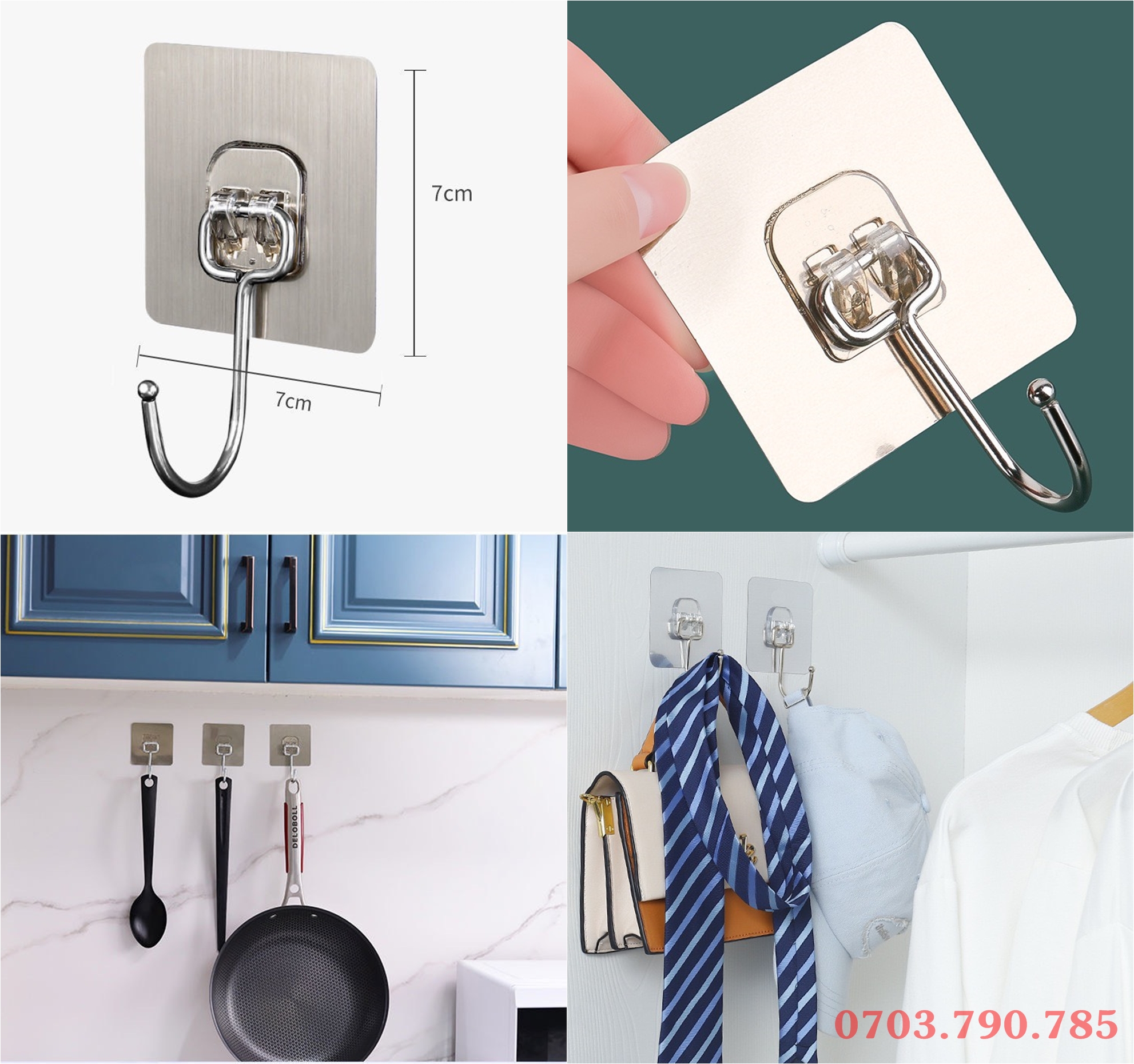 Móc Inox Lớn Dán Tường