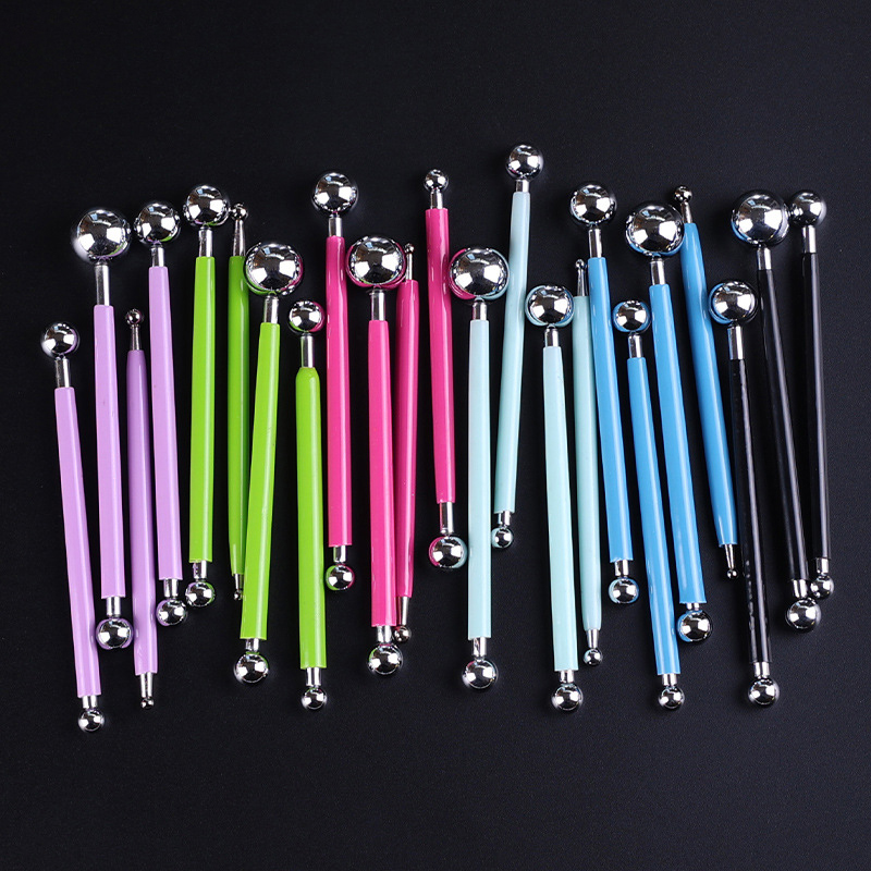 Dụng cụ đất sét, Bộ 4 dụng cụ đầu bi kim loại dụng cụ tạo hình đất sét - màu ngẫu nhiên