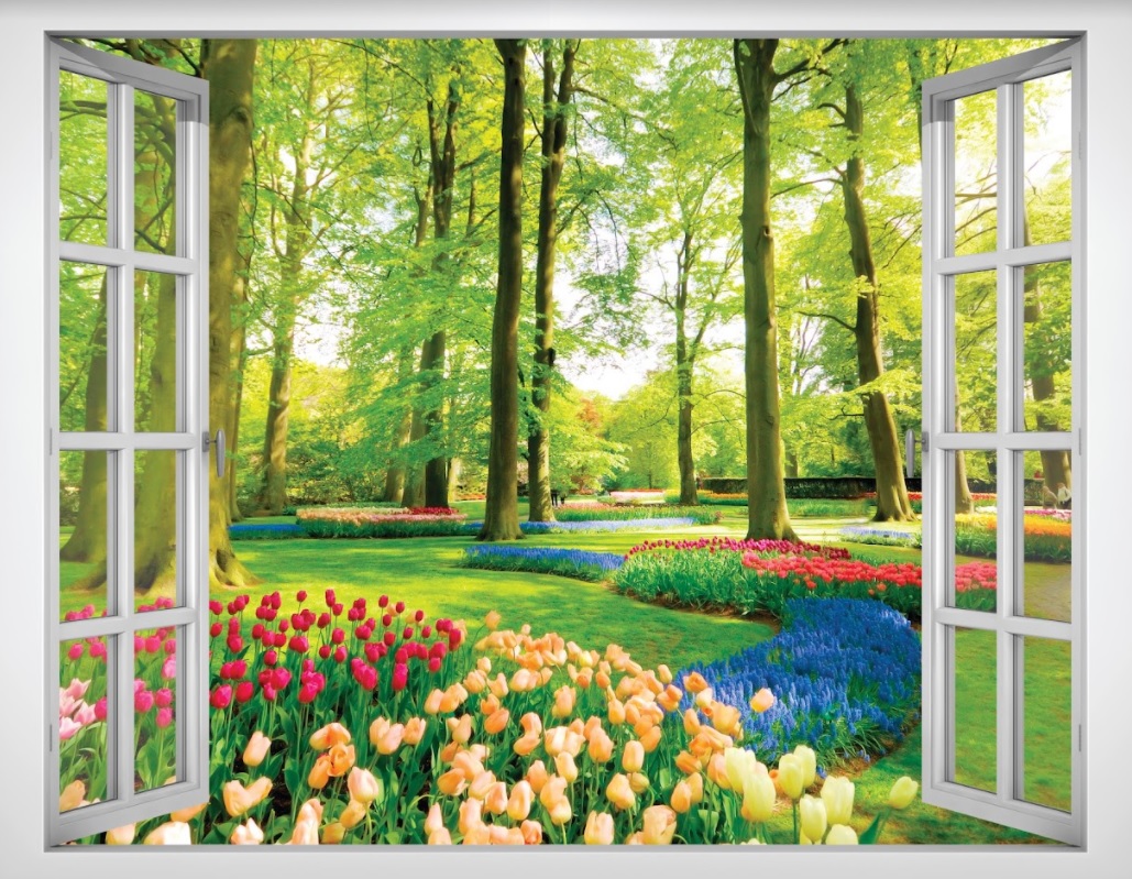 Tranh dán tường cửa sổ VTC Cảnh đẹp thiên nhiên VT0377 phủ kim sa nhiều mẫu và kích thước